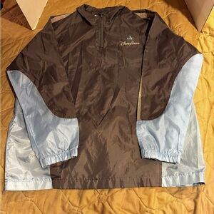 Disney Parks Jacket Windbreaker 1/4 Zip Pullover Spell out Castle Side Vent M L